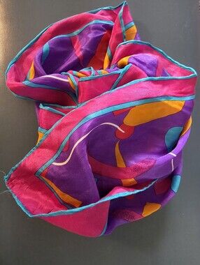 Silk Scarf Elaine Gold Epic 80s Style Modernist Abstract